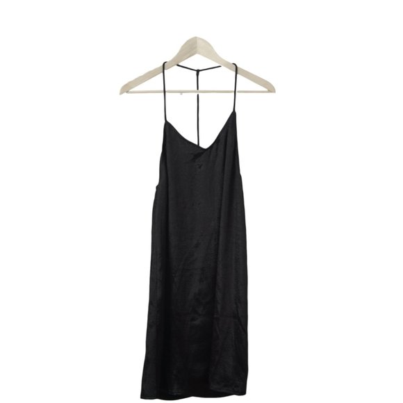 essue Dresses & Skirts - Essue V-Neck Satin Slip Dress in Black